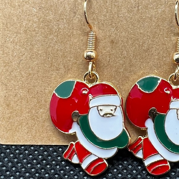 🆕#3 Santa Christmas dangle earrings stocking stuffer - Picture 3 of 4